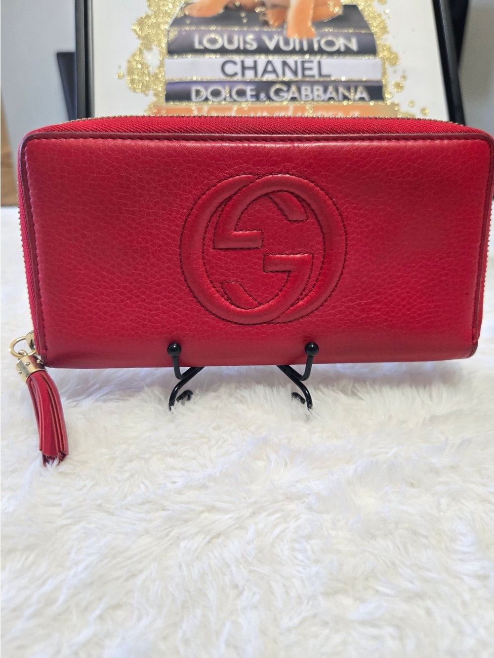 Gucci Red Soho GG Zippy Wallet